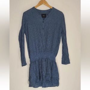 Rails Juliette Salem Stripe Linen Rayon Mini Dress Long Sleeve Size M Womens